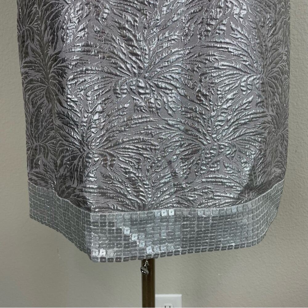 Ali Ro Silver Silk Blend Jacquard Sequin Shift Dress 6 - Picture 4 of 8